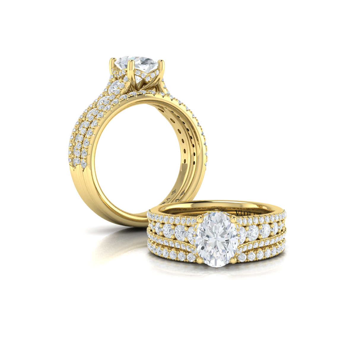 Bold Cathedral Oval Diamond Engagement Ring