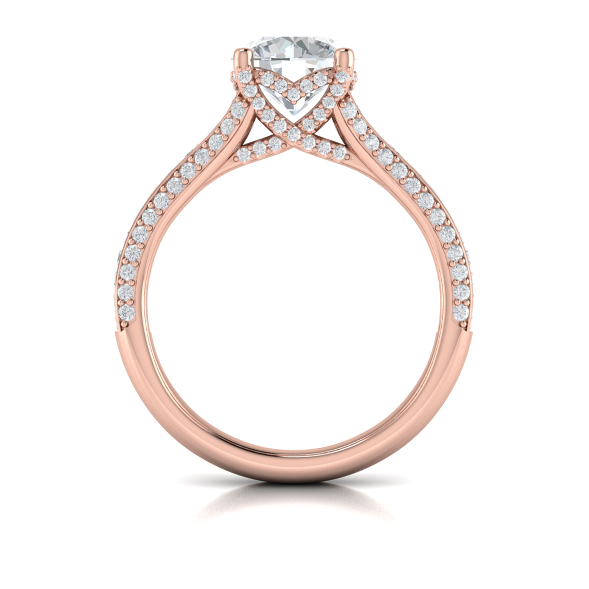 Dramatic Cathedral Hidden Halo Engagement Ring