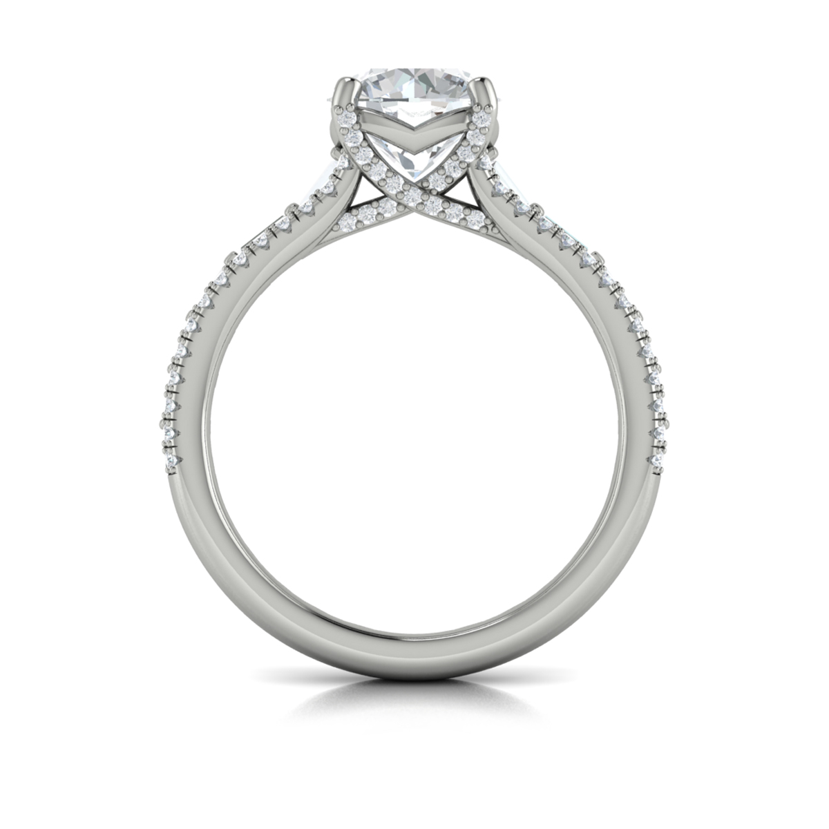 Grand Cathedral Round Diamond Engagement Ring