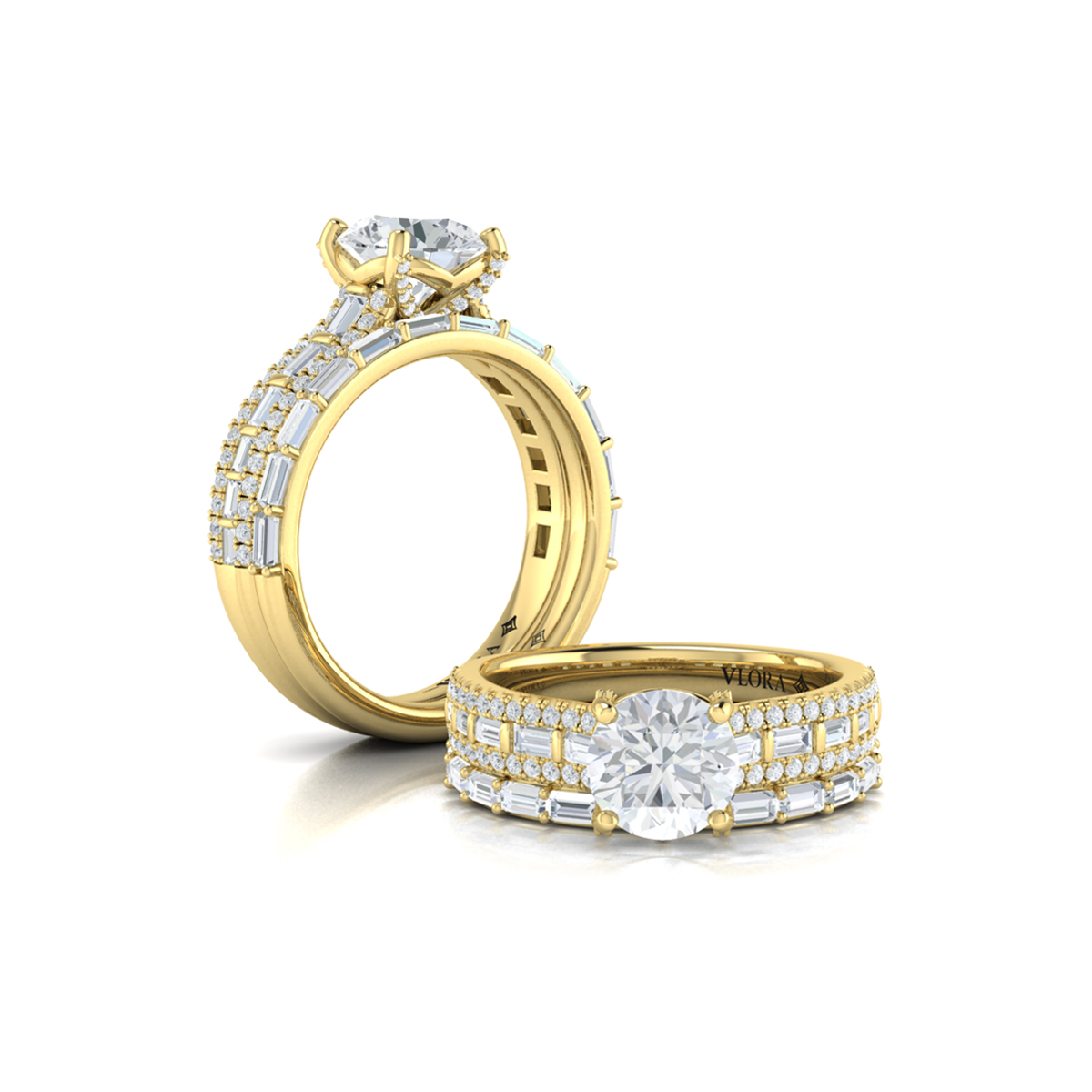 Grand Cathedral Round Diamond Engagement Ring