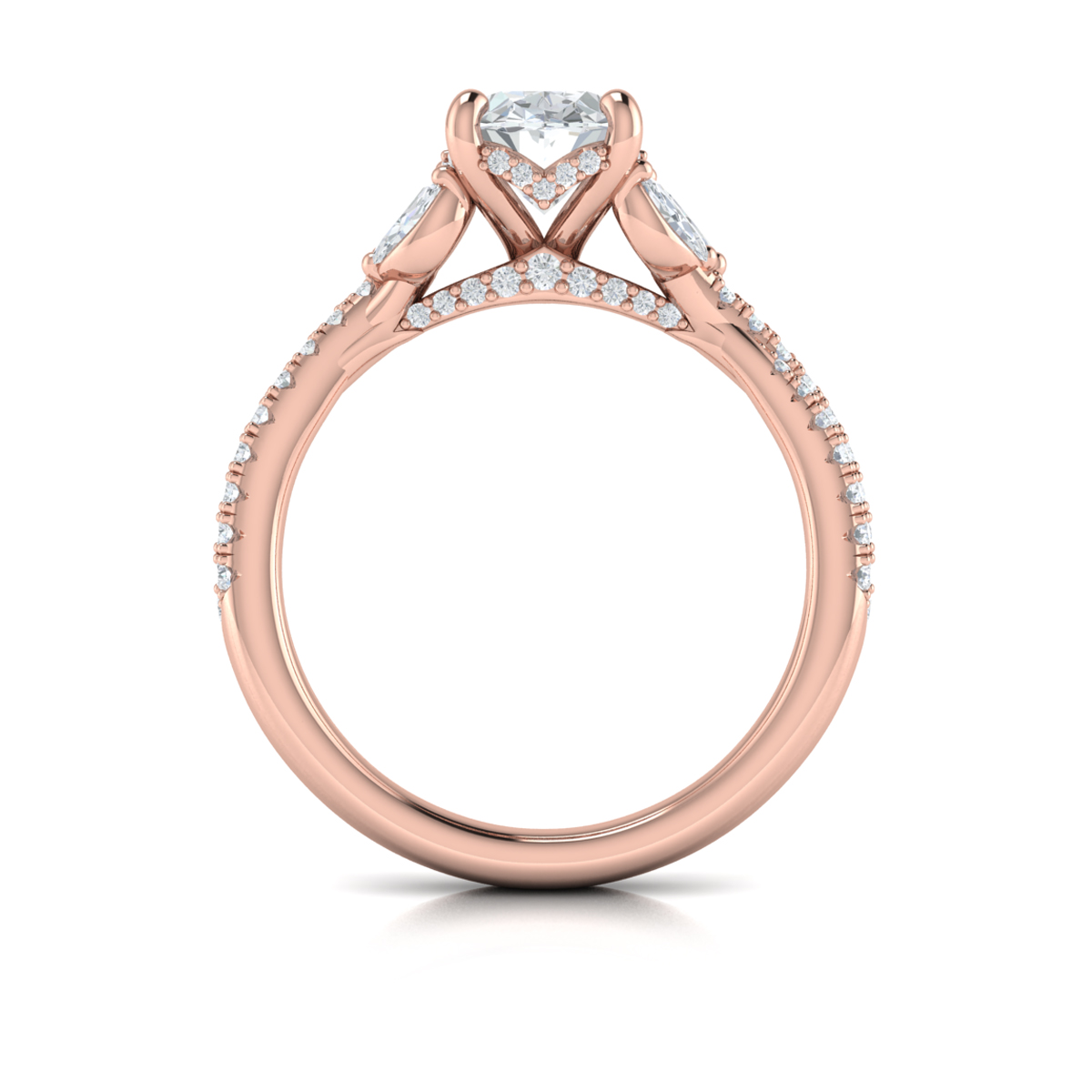 Enchanted Vine Oval Hidden Halo Engagement Ring