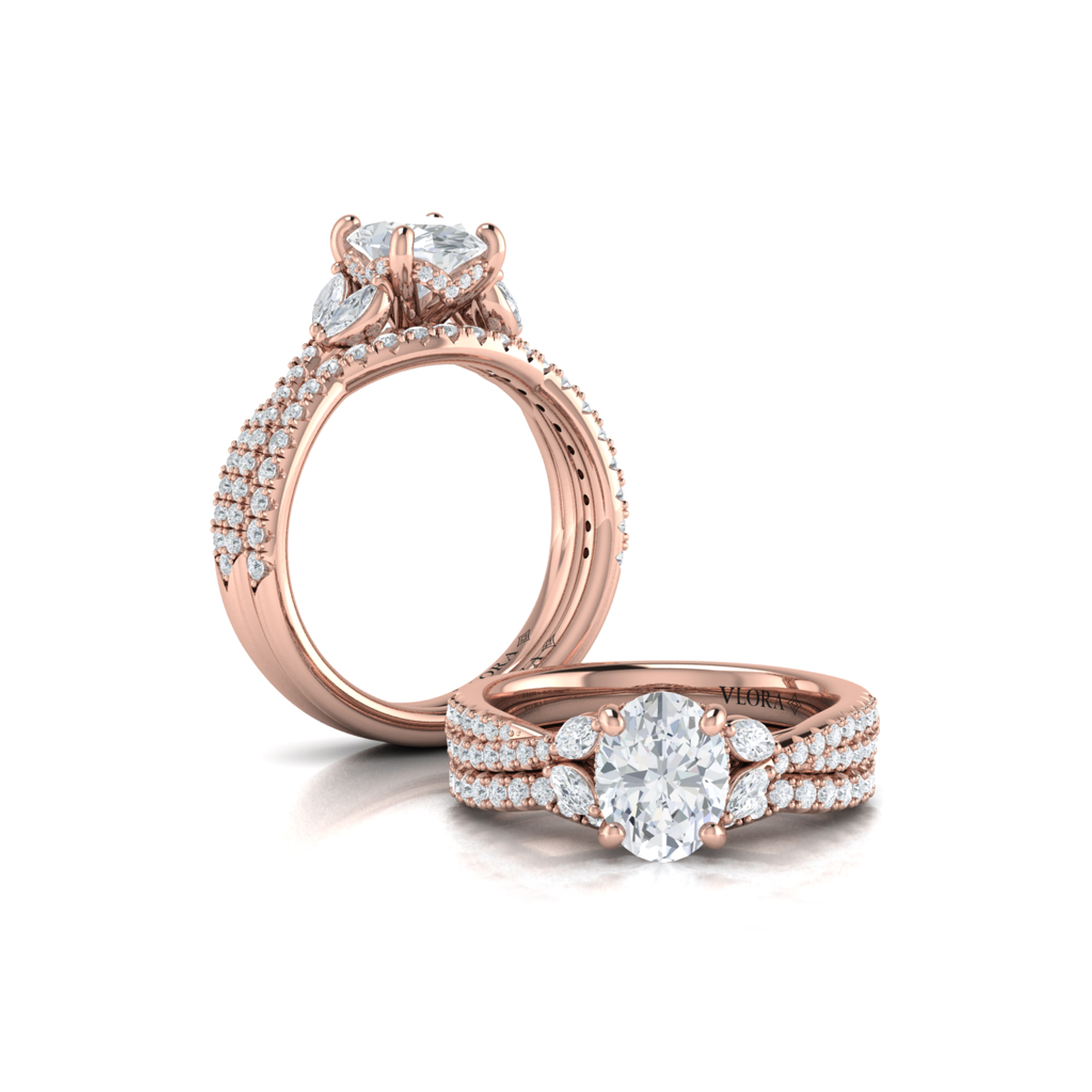 Enchanted Vine Oval Hidden Halo Engagement Ring