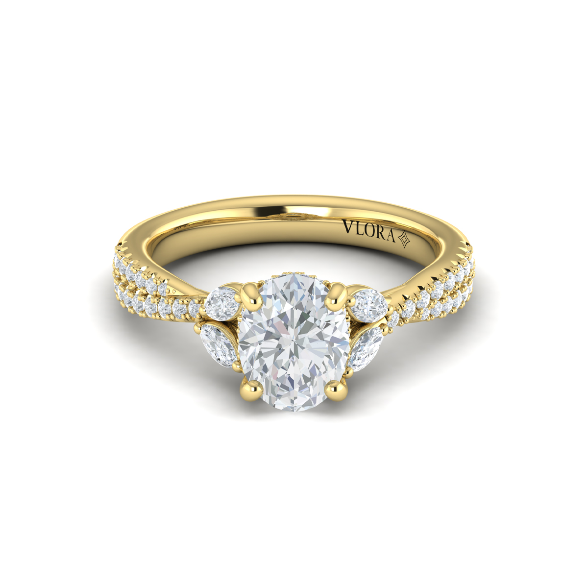 Enchanted Vine Oval Hidden Halo Engagement Ring