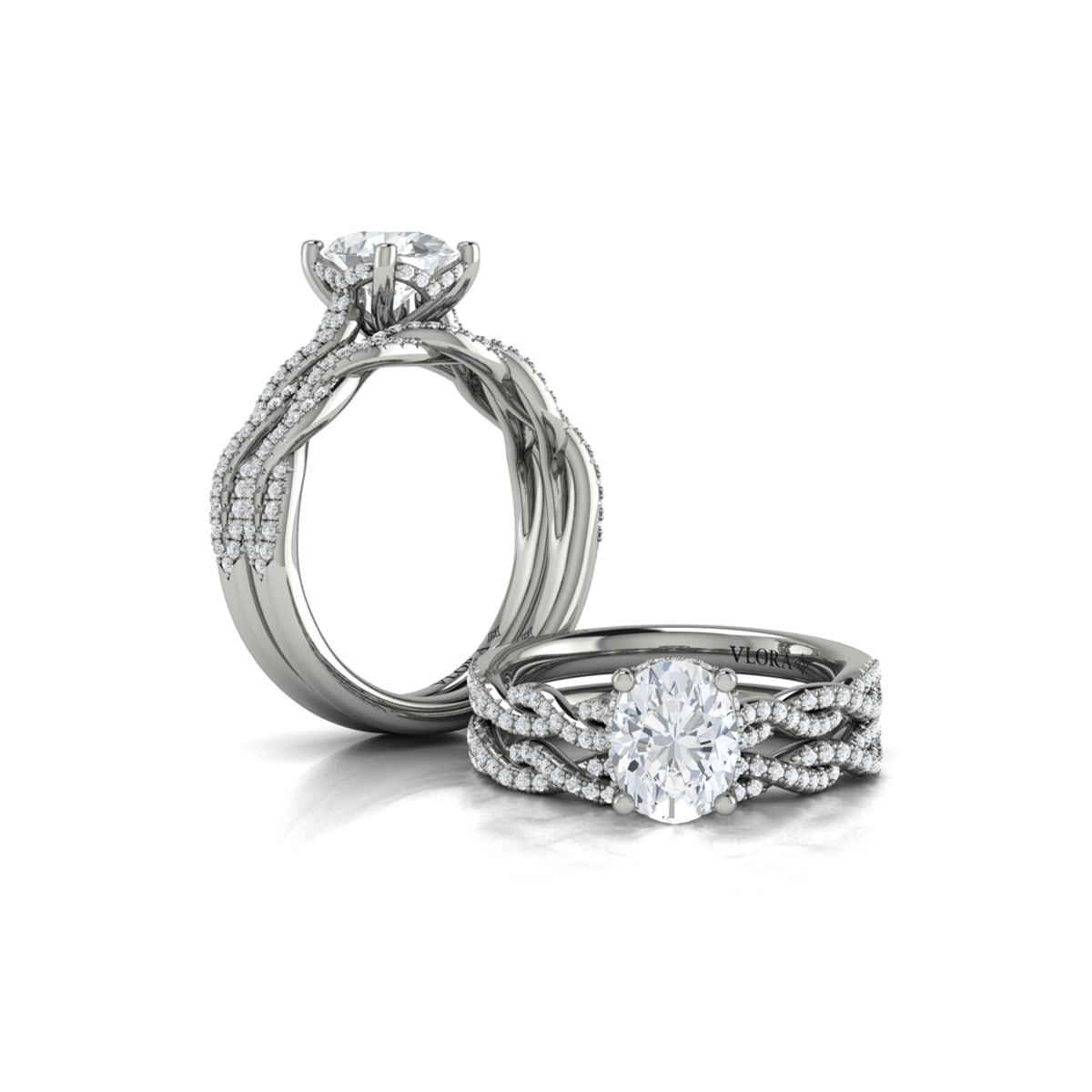 Splendid Cathedral Split Shank Oval Engagement Ring