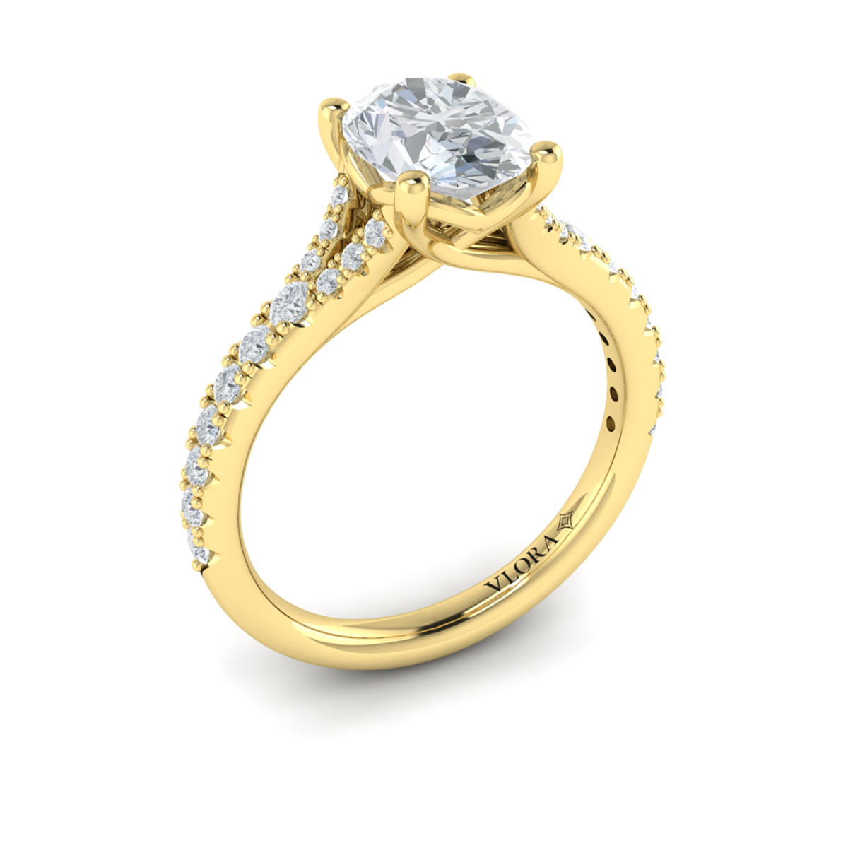 Splendid Cathedral Split Shank Oval Engagement Ring - VSC20204