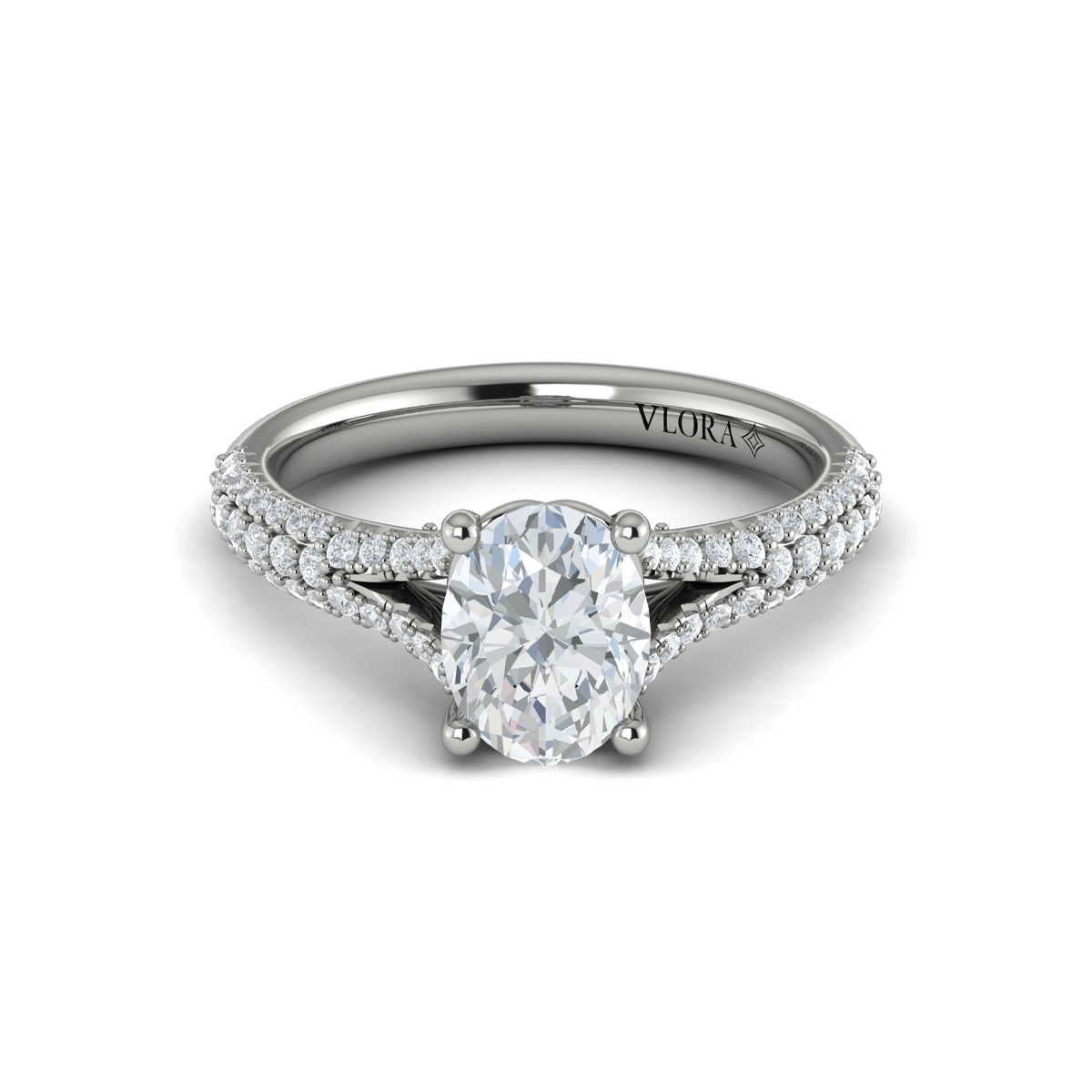 Splendid Cathedral Split Shank Oval Engagement Ring