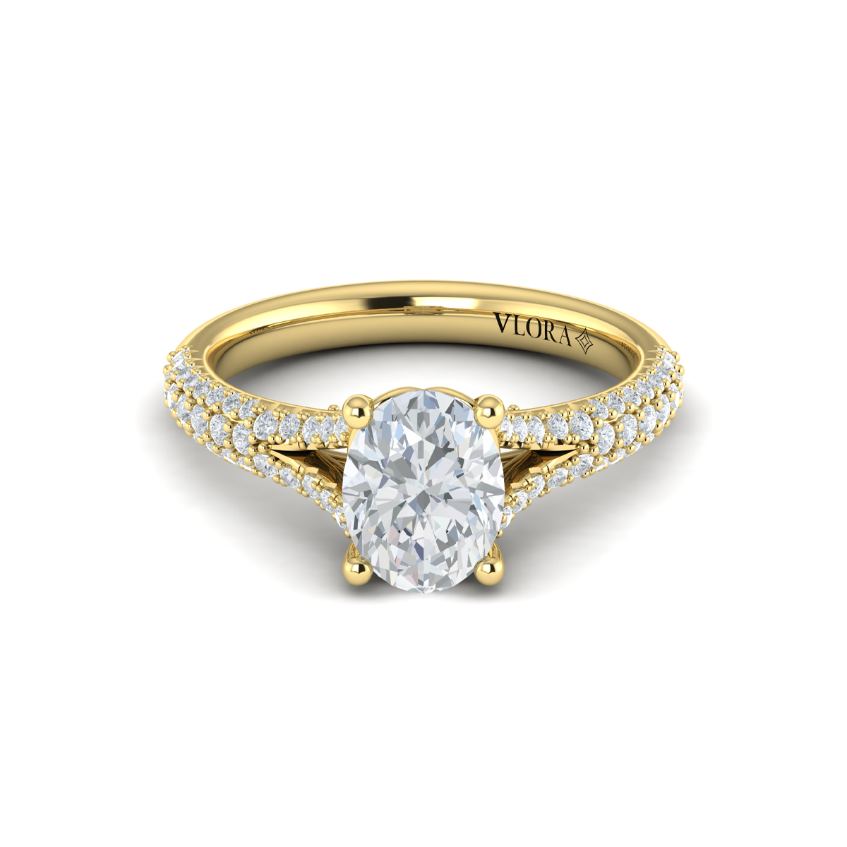 Splendid Cathedral Split Shank Oval Engagement Ring