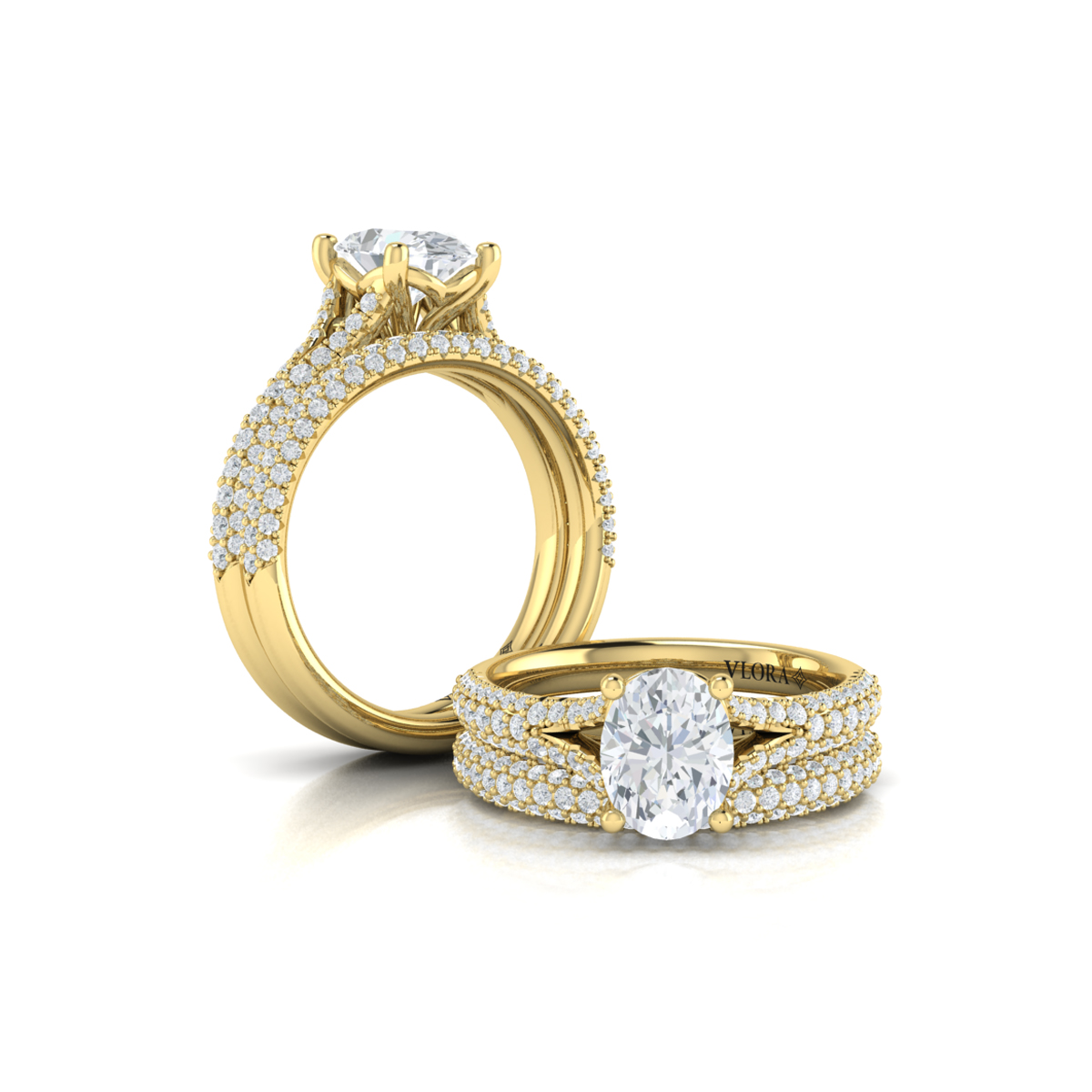 Splendid Cathedral Split Shank Oval Engagement Ring