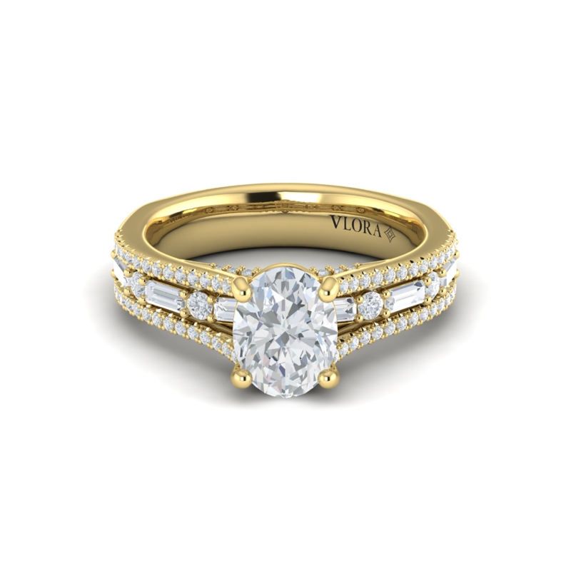Triple Band Oval Engagement Ring