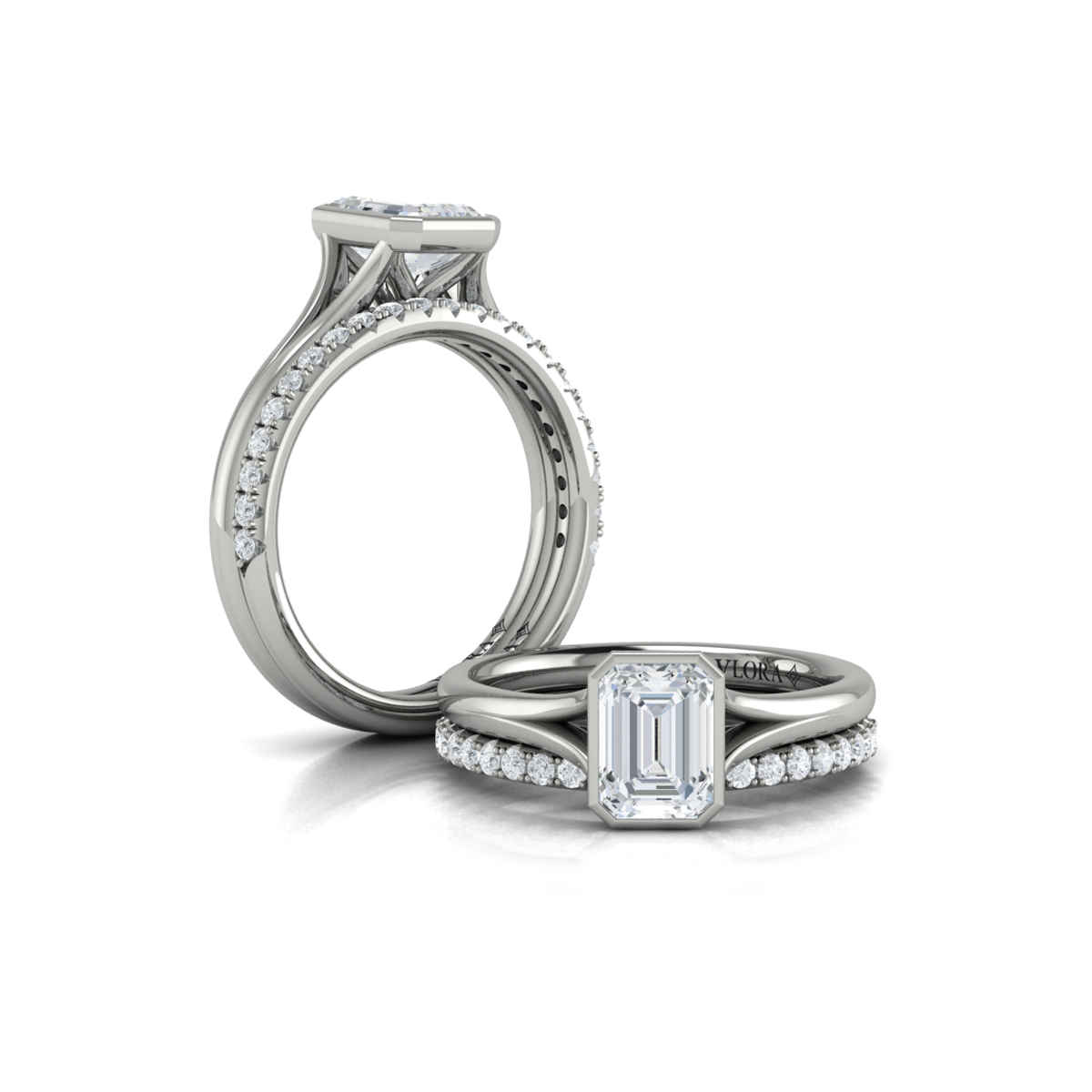 Signature Solitaire Emerald Cut Bezel Engagement Ring