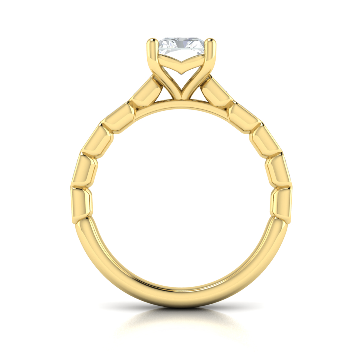 Bezeled Emerald Cut Engagement Ring