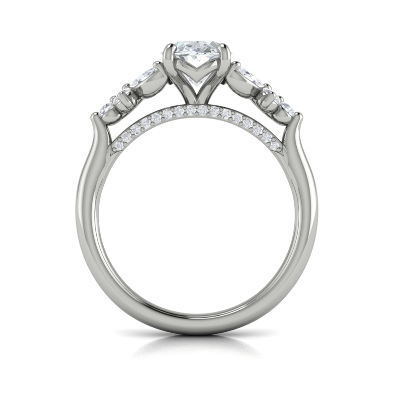 Floral Marquise Cluster Oval Engagement Ring