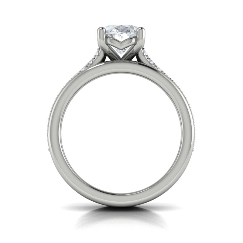 Triple Band Pave Oval Engagement Ring