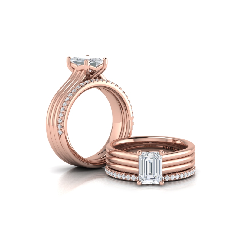 Fluted Emerald Cut Engagement Ring