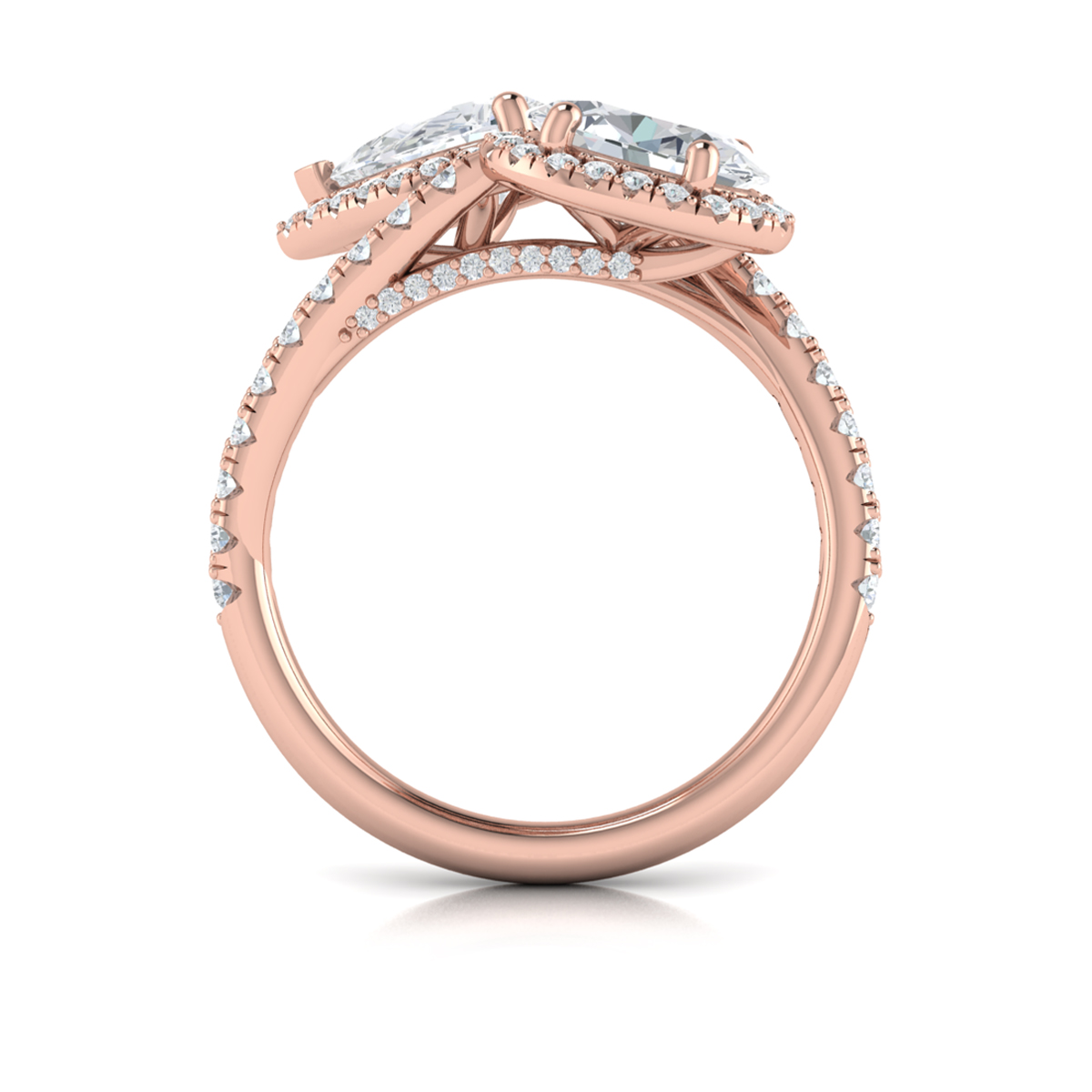 Vlora Two Stone, Halo Engagement Ring