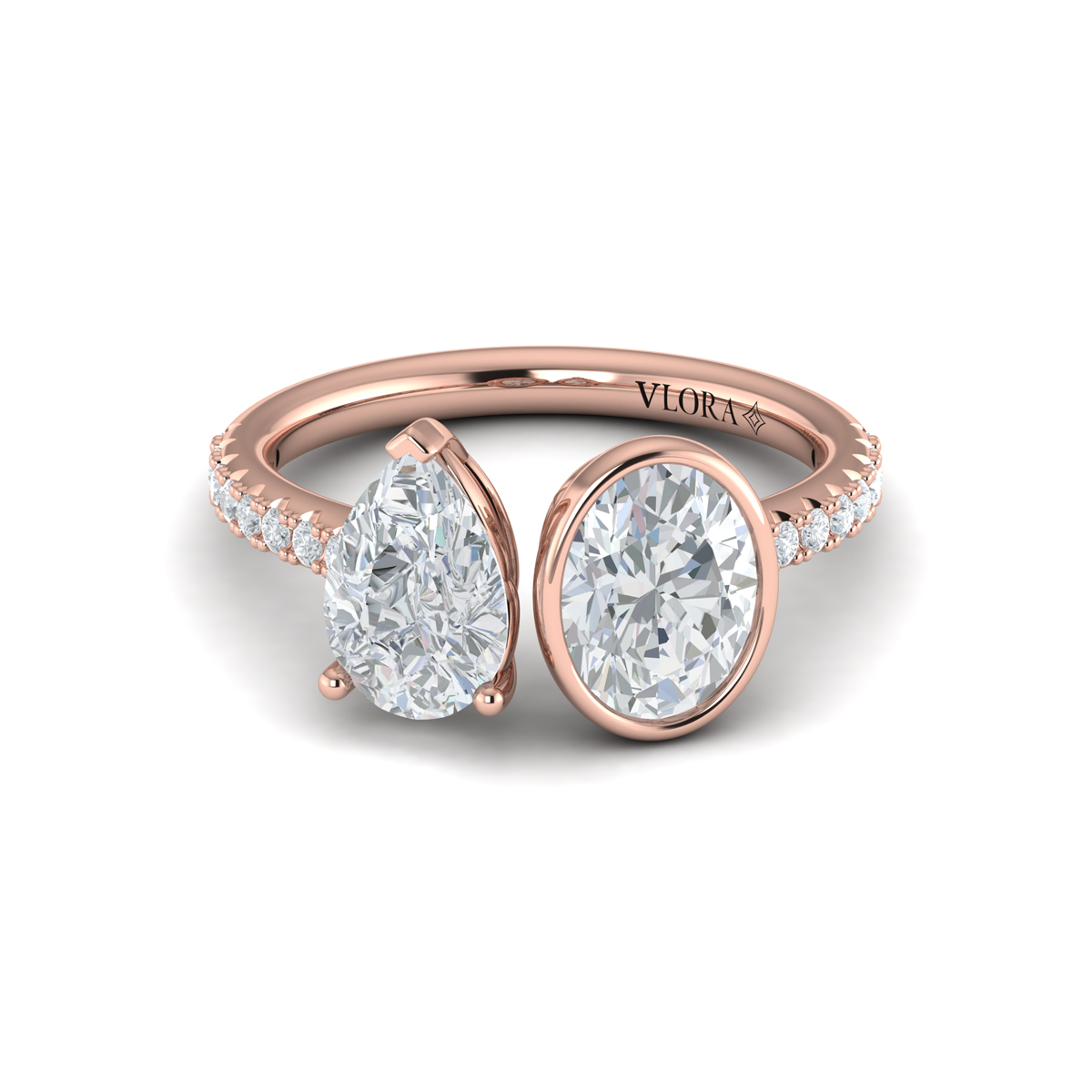 Vlora Two Stone, Bezel Engagement Ring