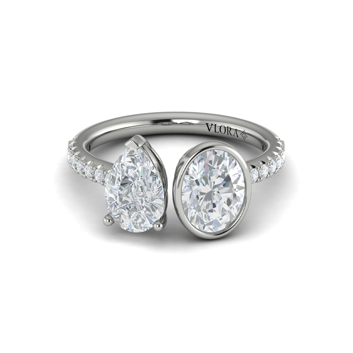 Vlora Two Stone, Bezel Engagement Ring