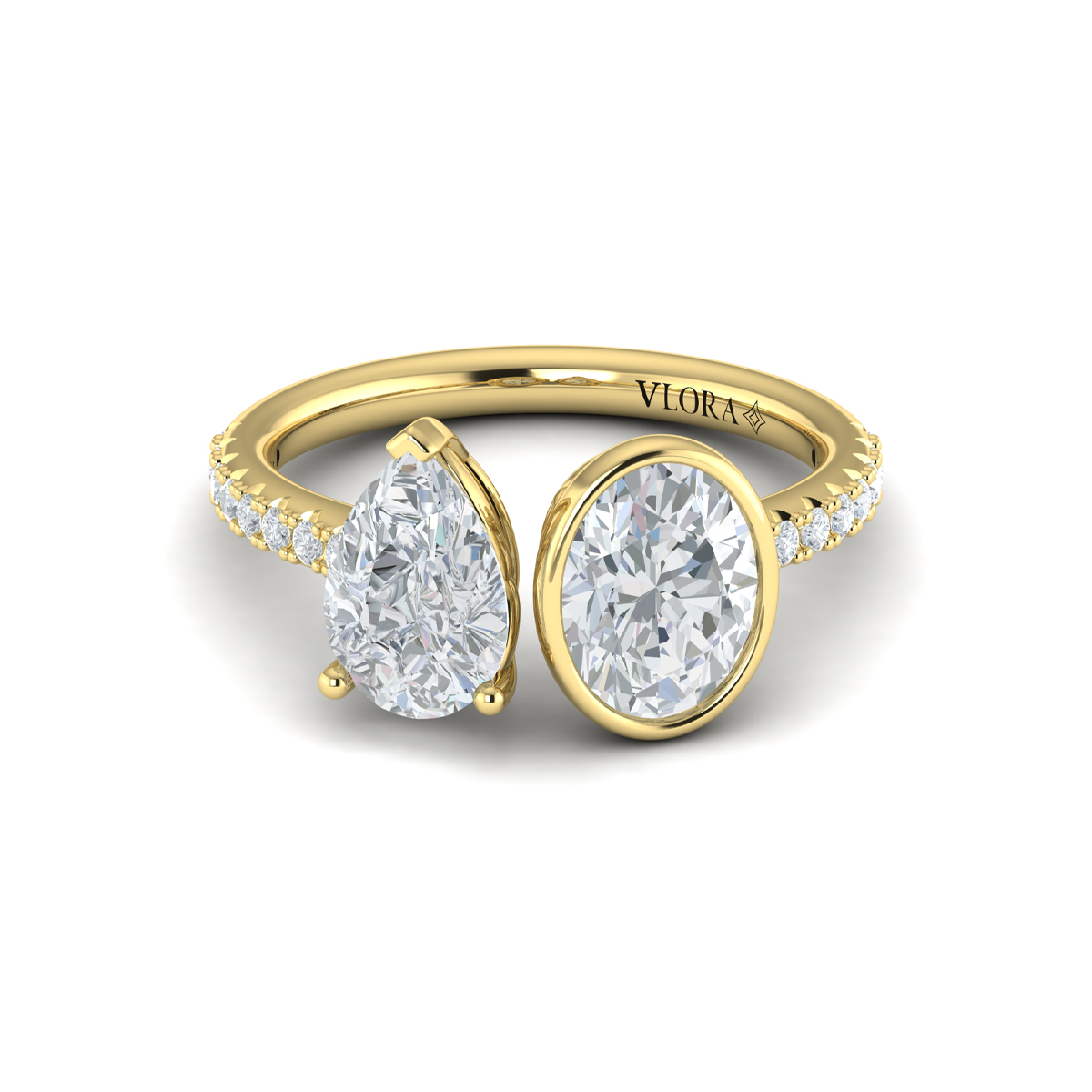 Vlora Two Stone, Bezel Engagement Ring