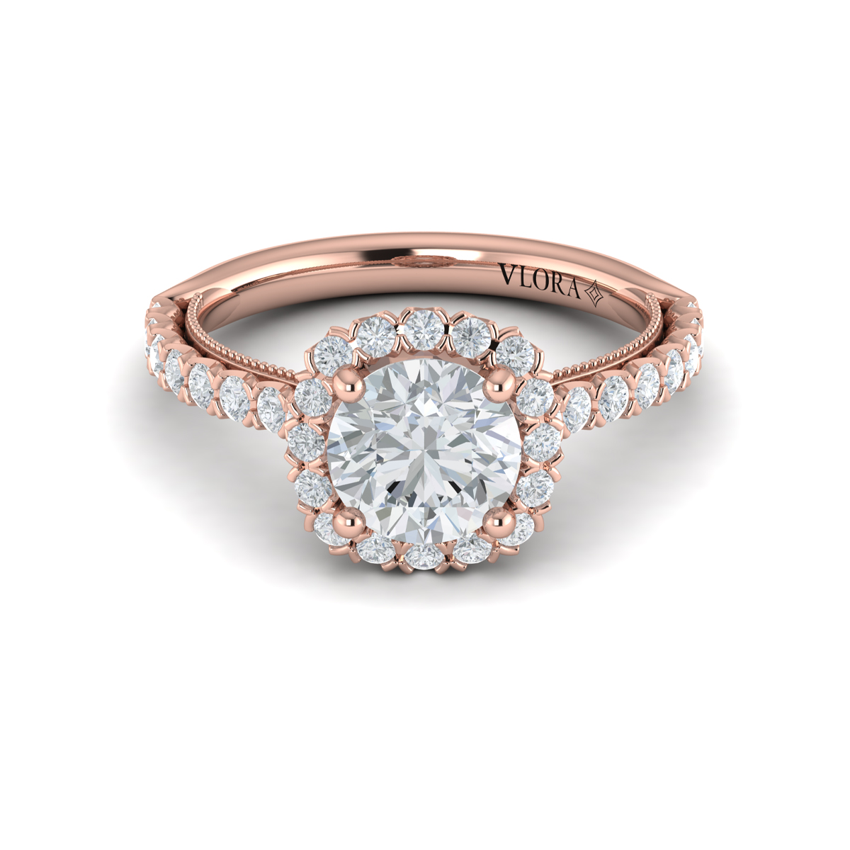 Vlora Halo, Modern Vintage Engagement Ring