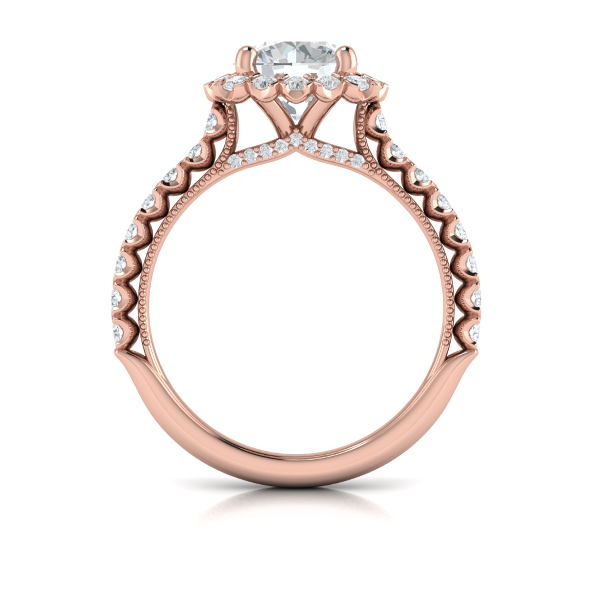 Vlora Halo, Modern Vintage Engagement Ring