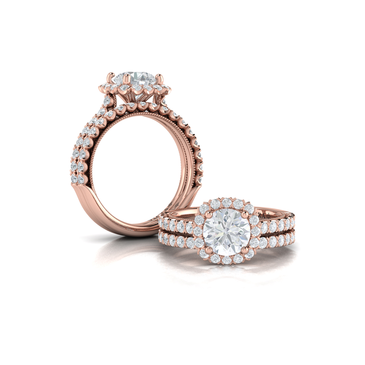 Vlora Halo, Modern Vintage Engagement Ring