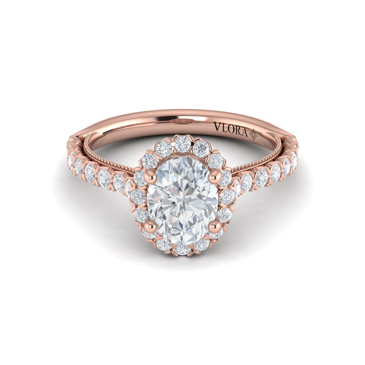 Vlora Halo, Modern Vintage Engagement Ring