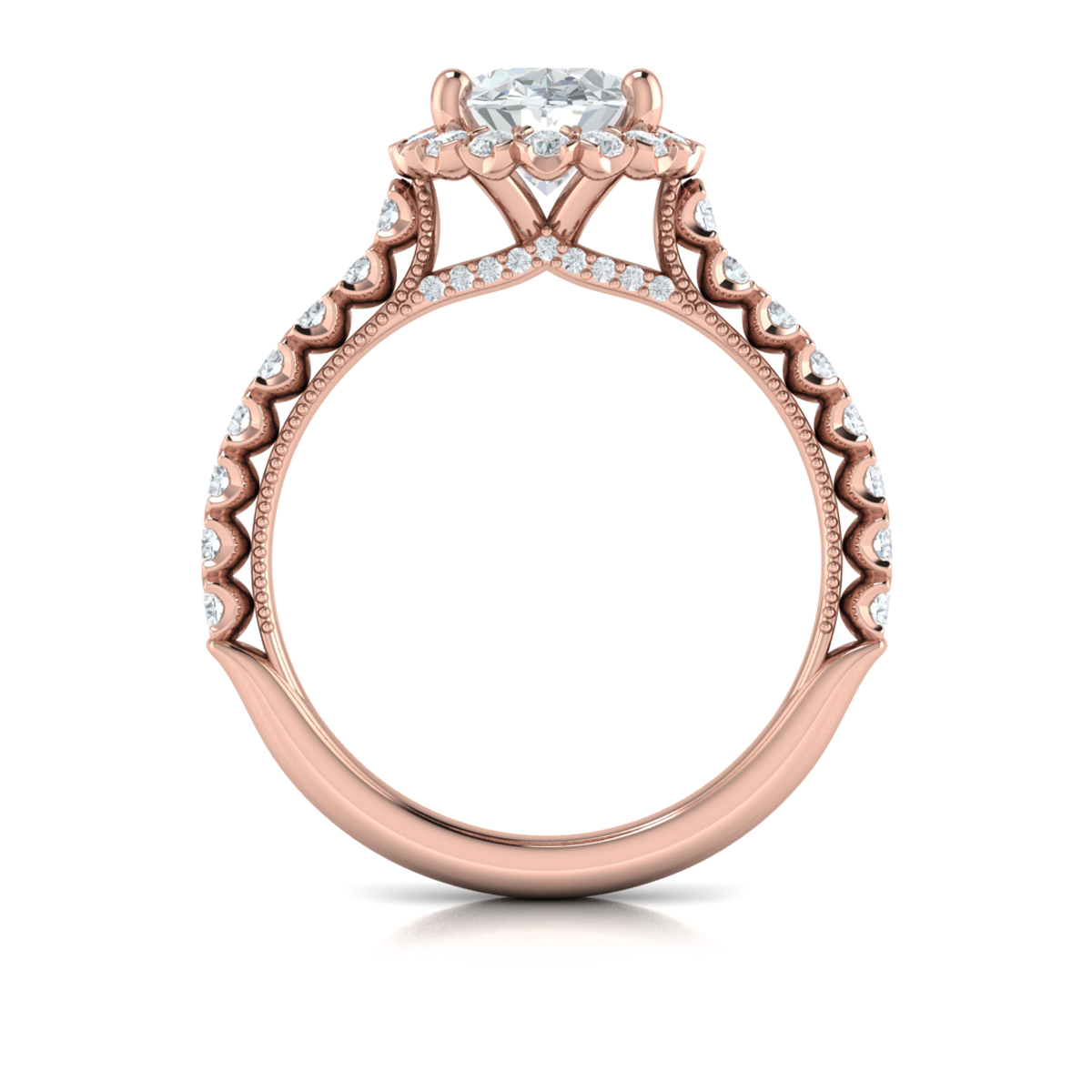 Vlora Halo, Modern Vintage Engagement Ring