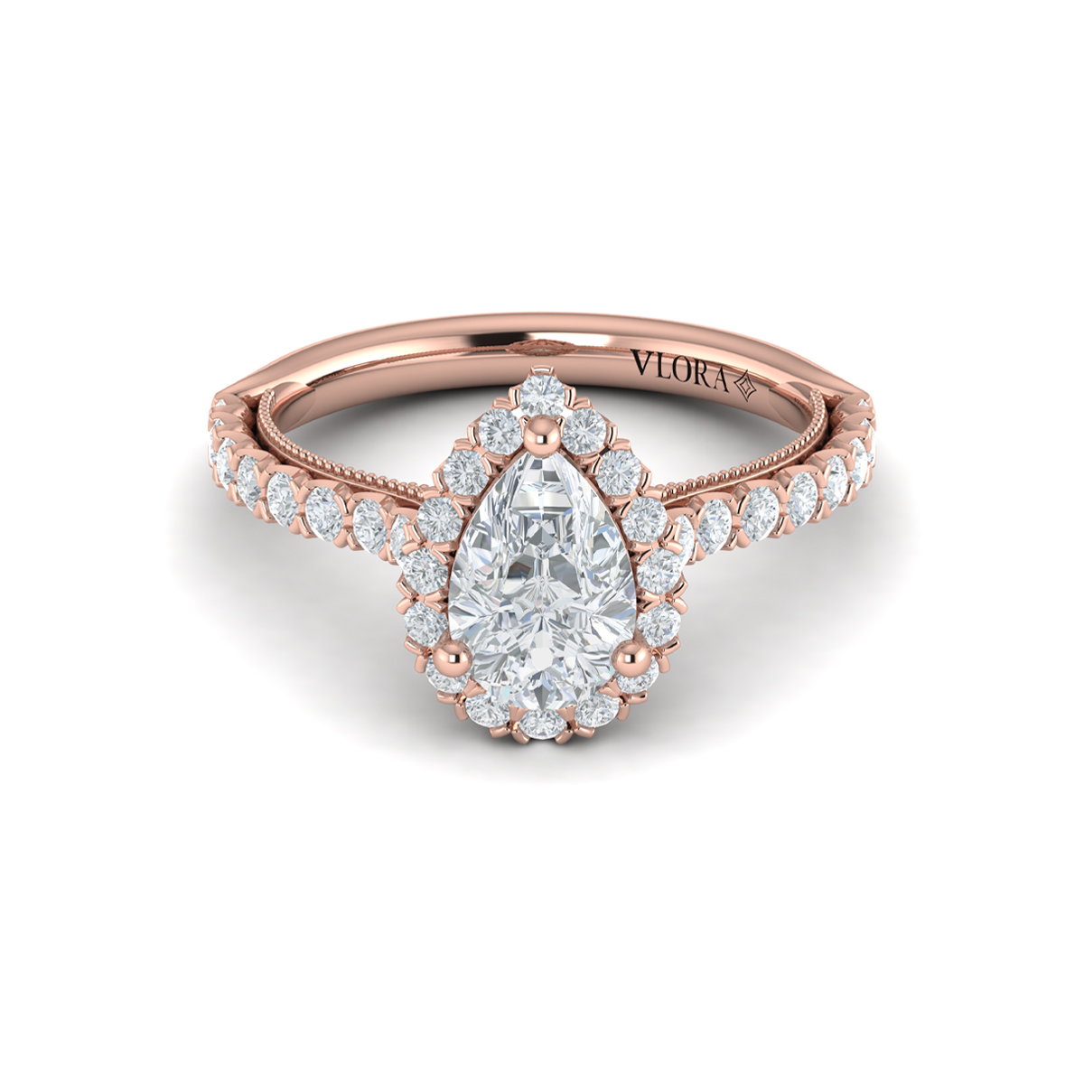 Vlora Halo, Modern Vintage Engagement Ring