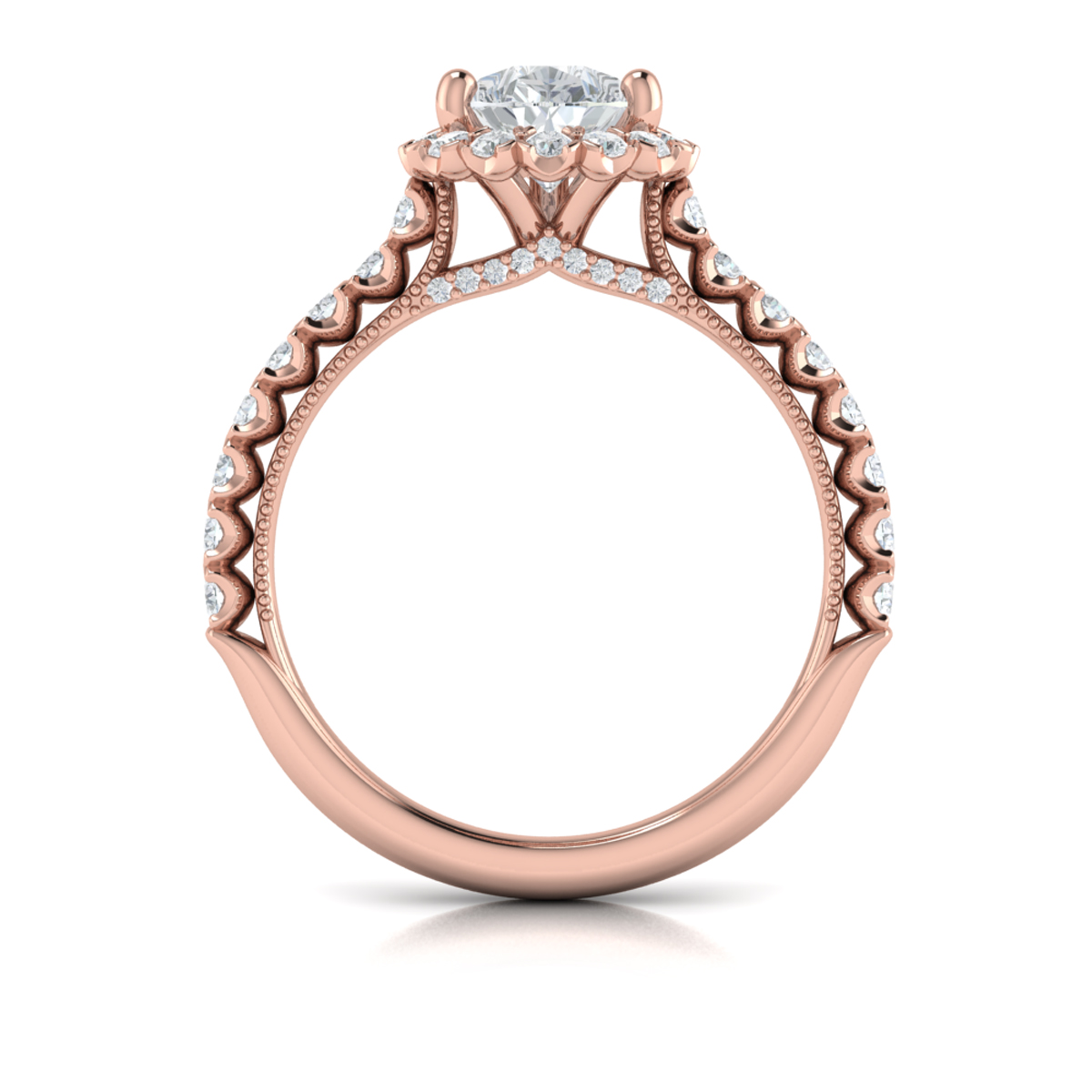 Vlora Halo, Modern Vintage Engagement Ring