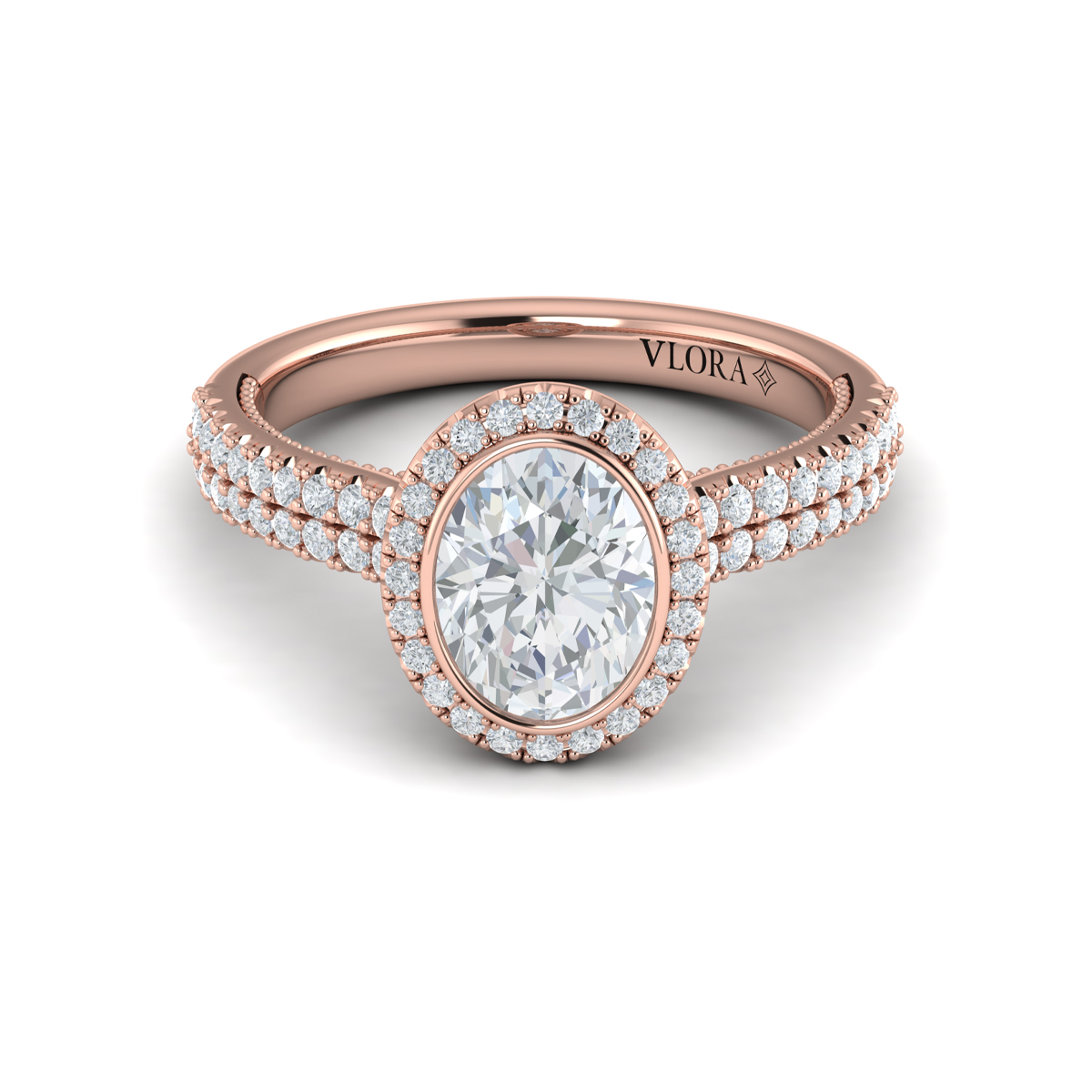 Vlora Halo, Bezel, Modern Vintage Engagement Ring