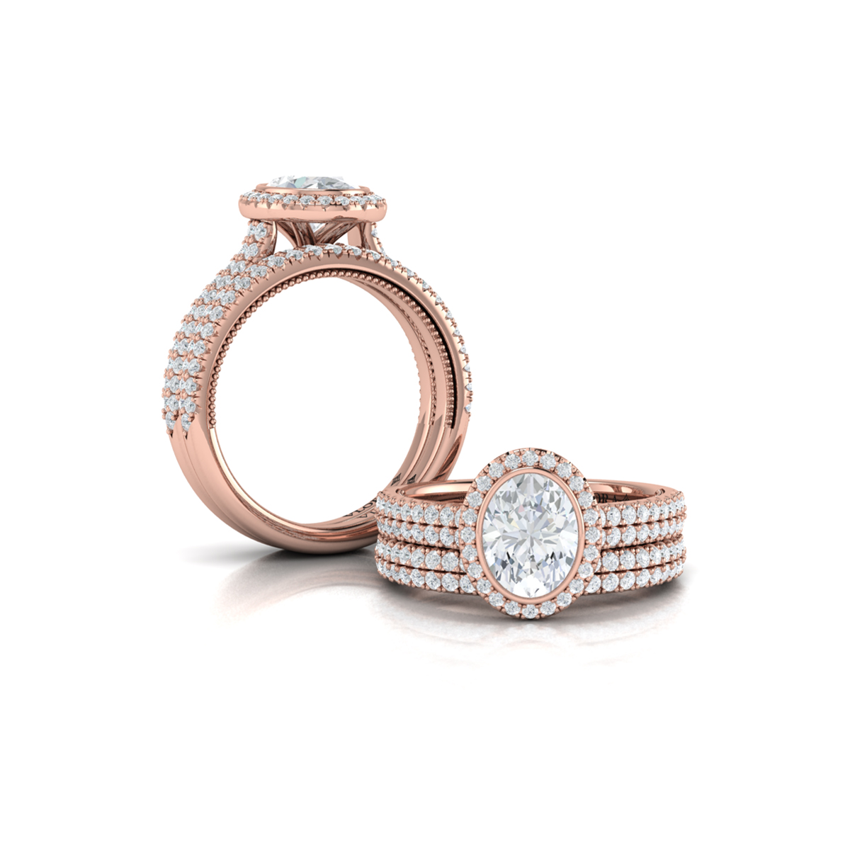 Vlora Halo, Bezel, Modern Vintage Engagement Ring