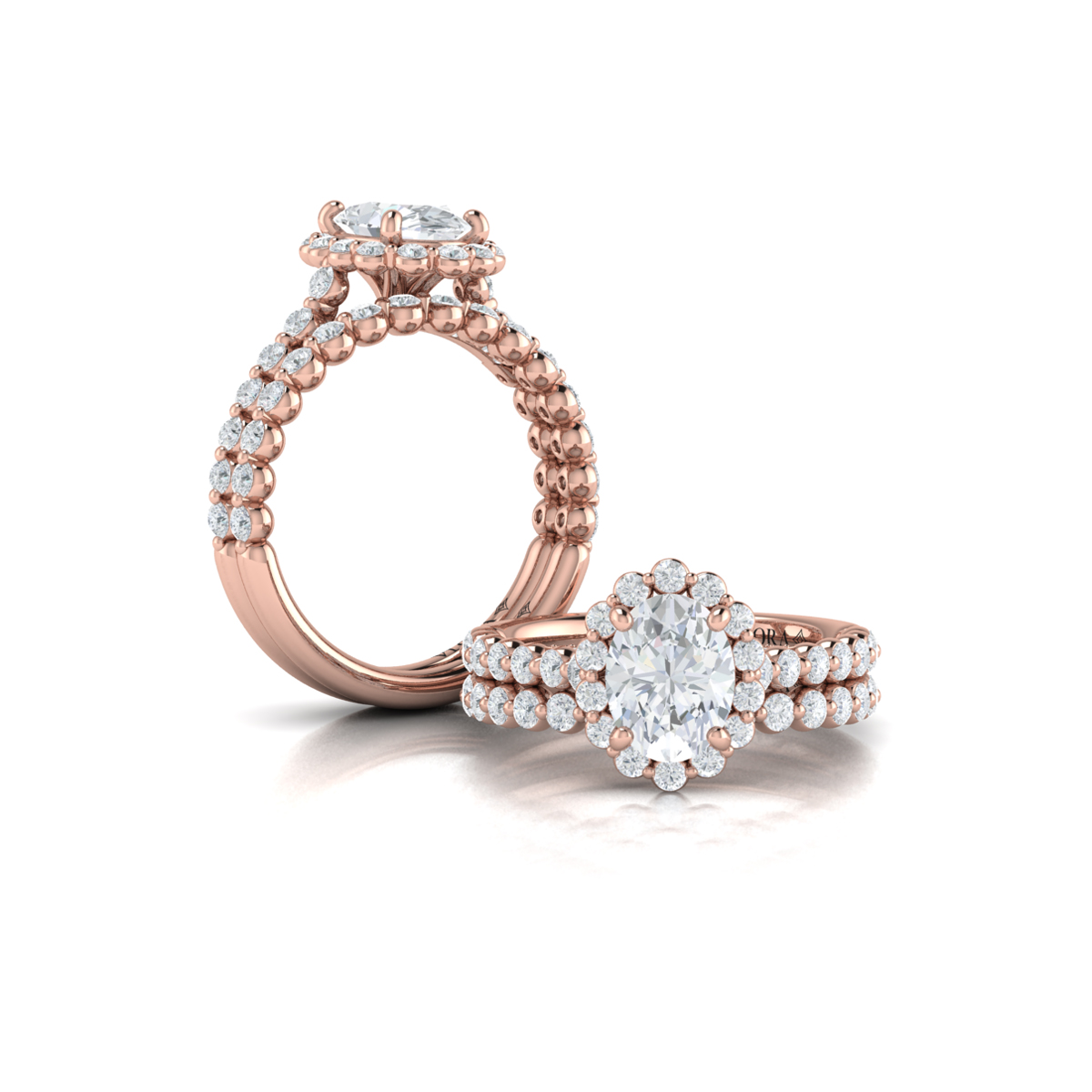 Floating Halo Oval Engagement Ring
