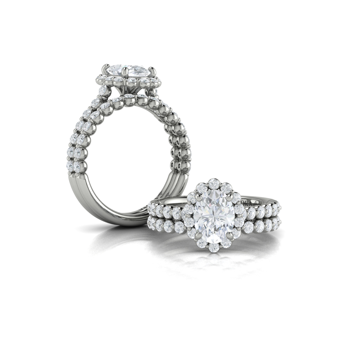 Floating Halo Oval Engagement Ring