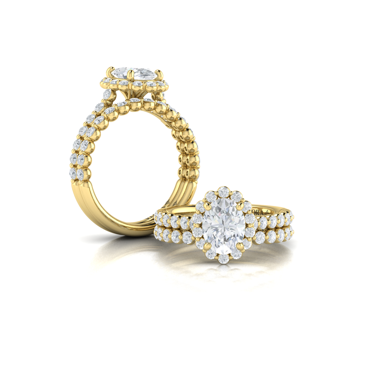 Floating Halo Oval Engagement Ring