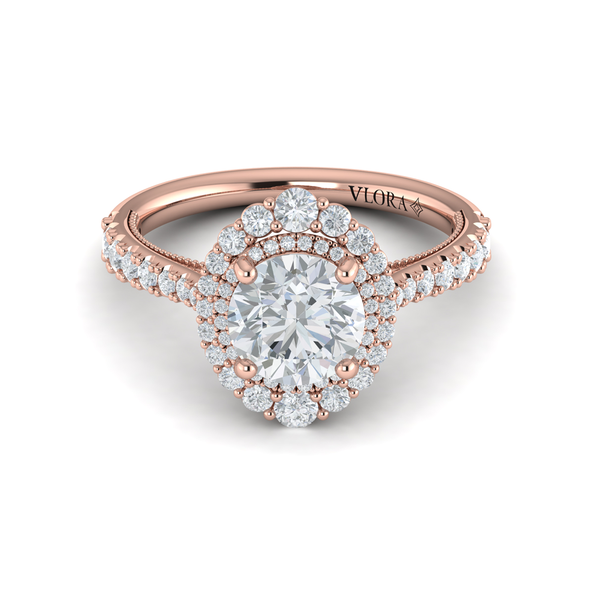 Vlora Halo, Modern Vintage Engagement Ring