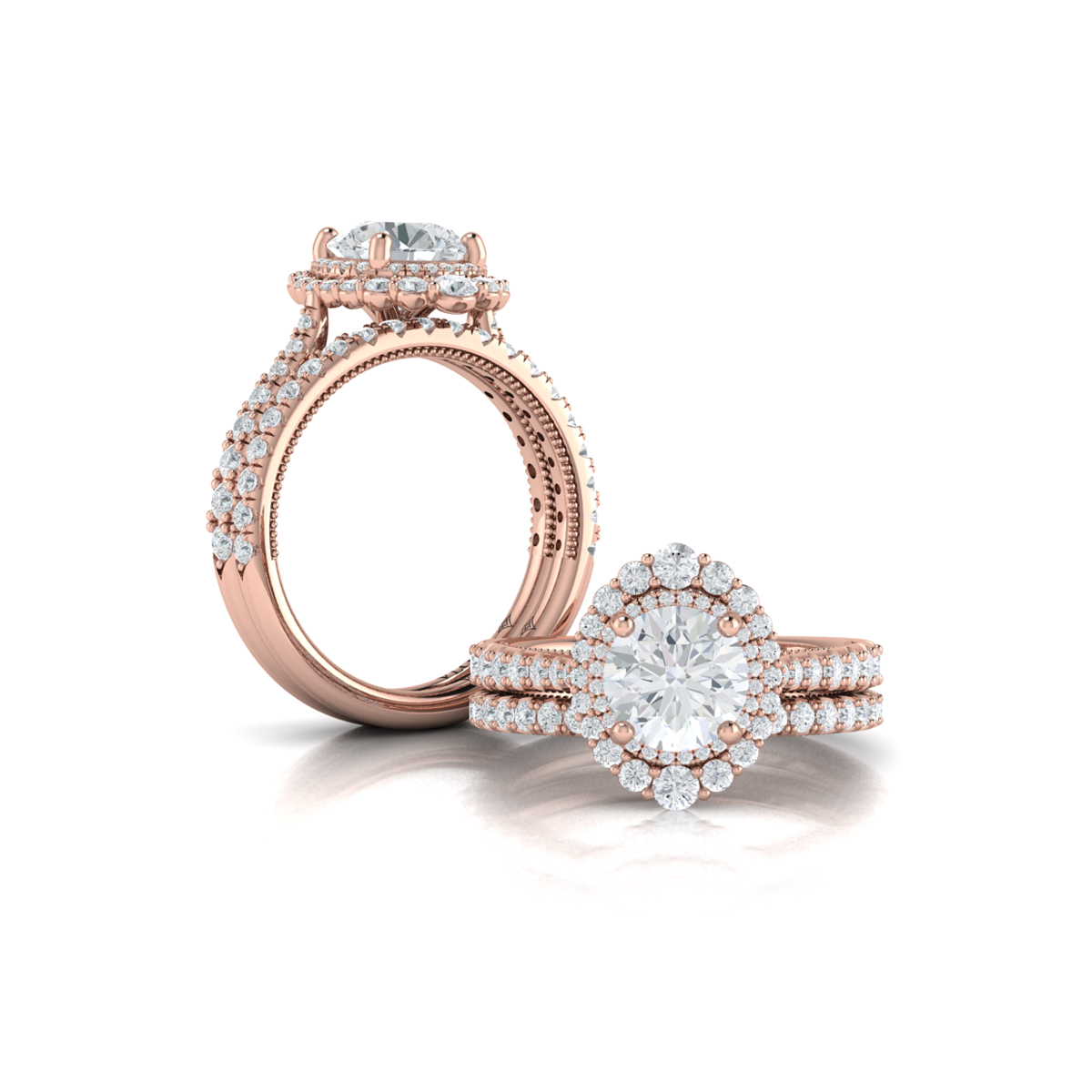 Vlora Halo, Modern Vintage Engagement Ring