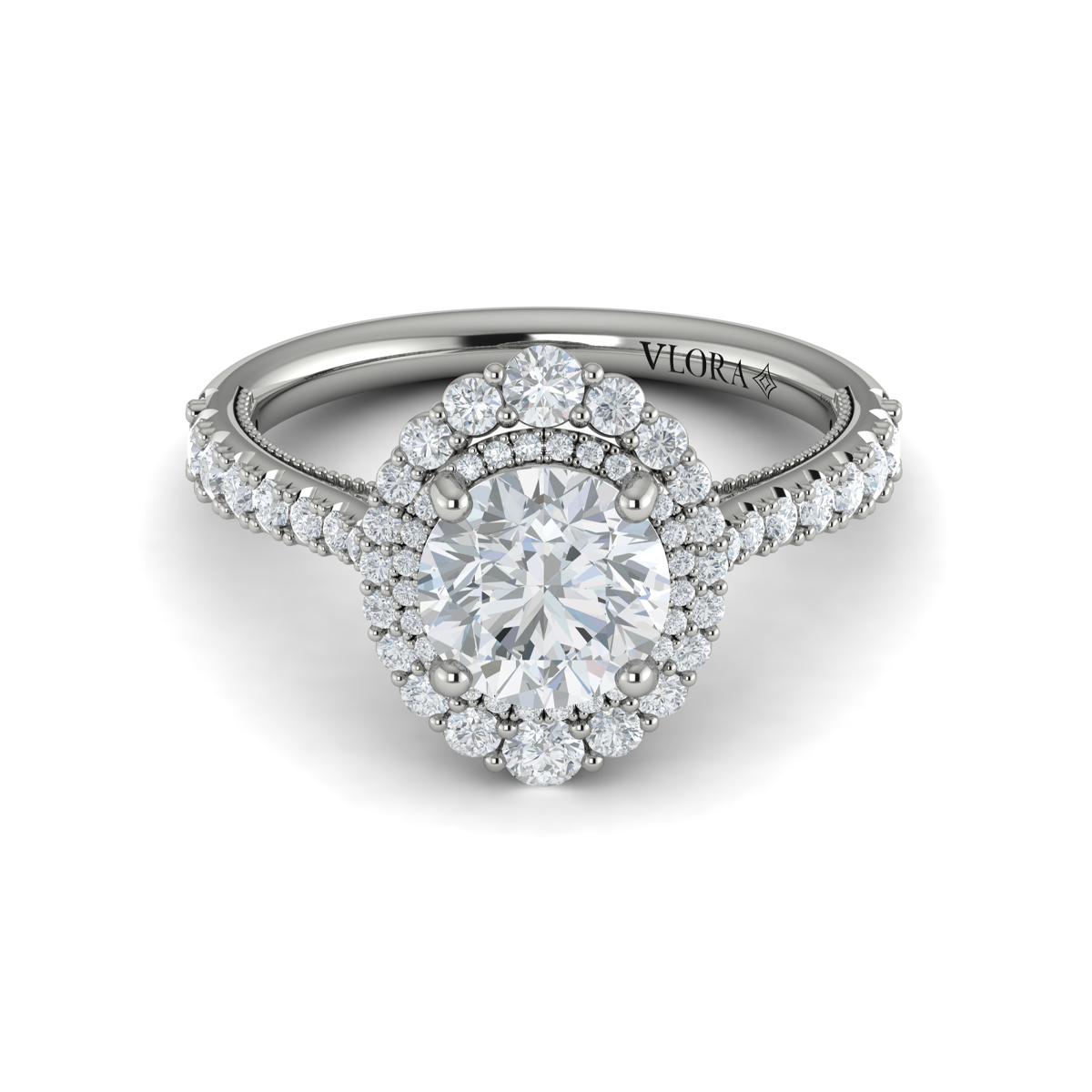 Vlora Halo, Modern Vintage Engagement Ring