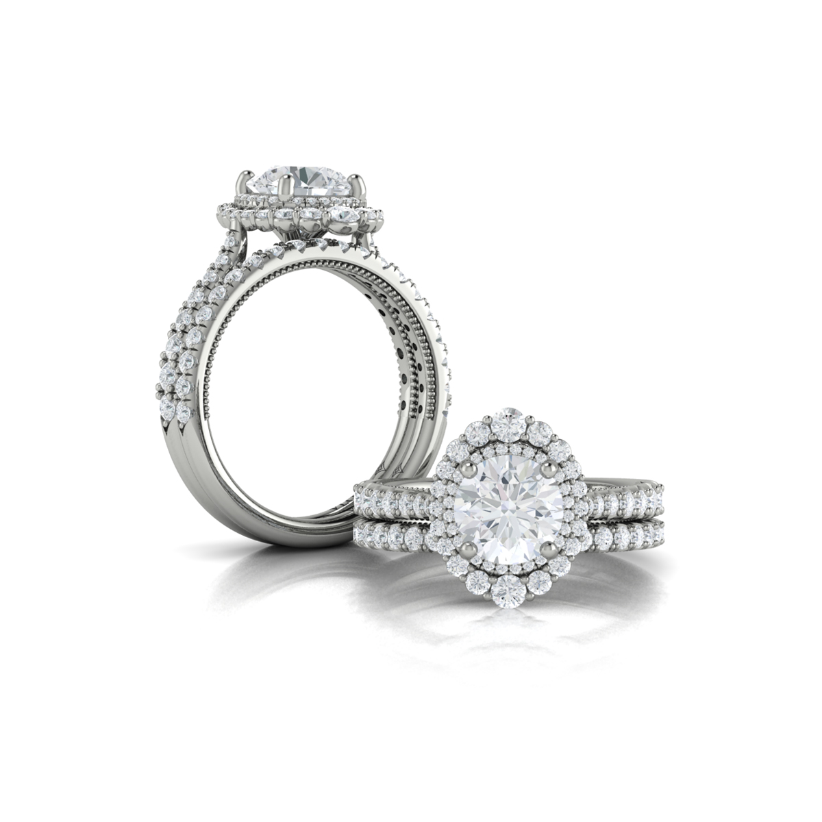 Vlora Halo, Modern Vintage Engagement Ring