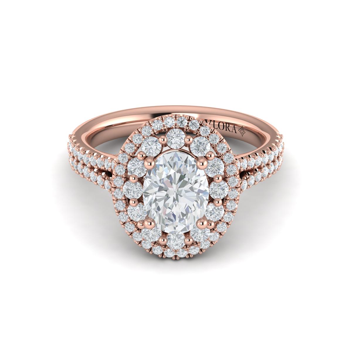 Vlora Halo, Split Shank Engagement Ring