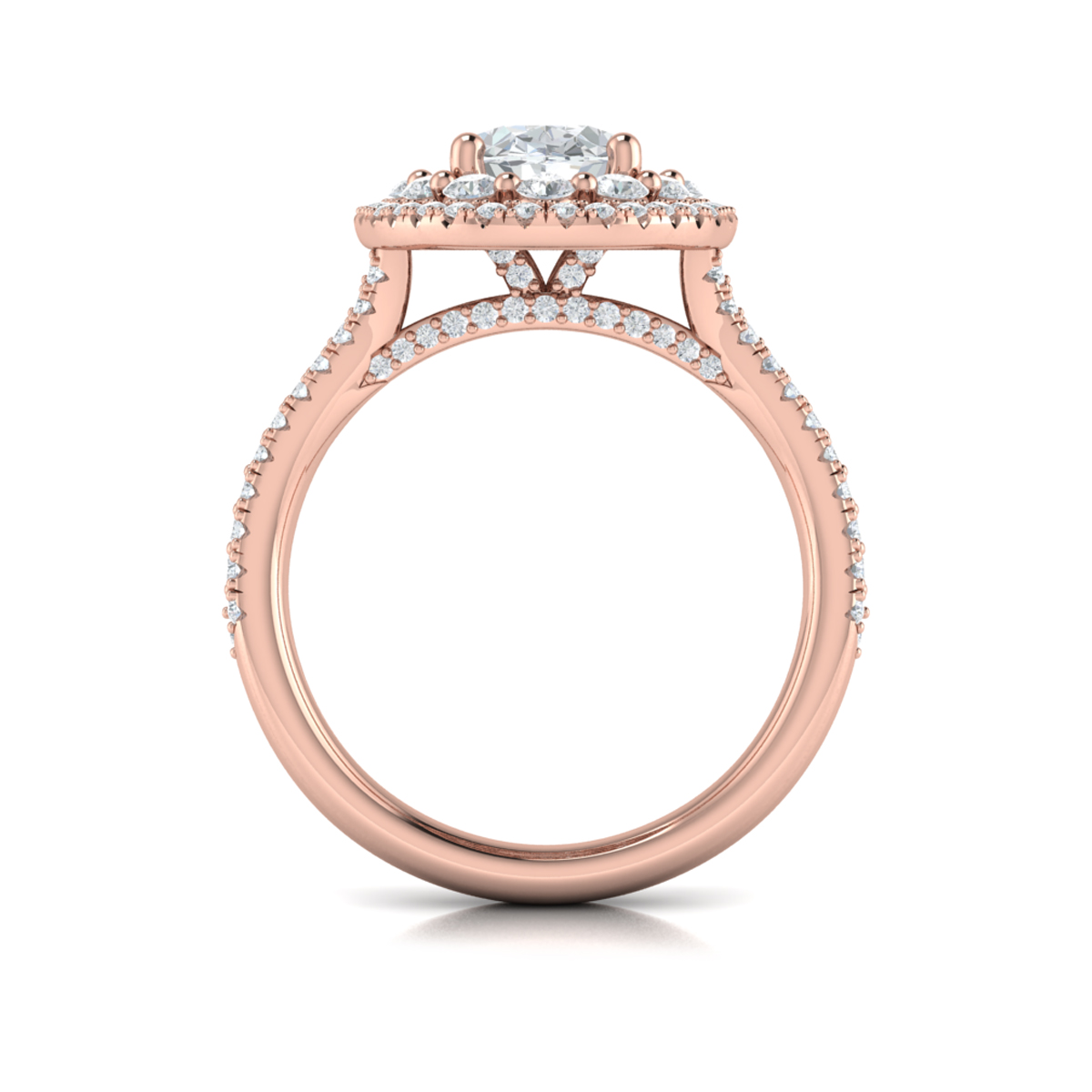 Vlora Halo, Split Shank Engagement Ring