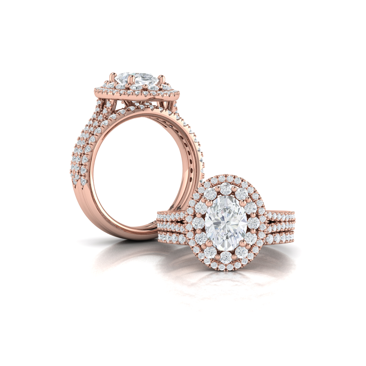 Vlora Halo, Split Shank Engagement Ring