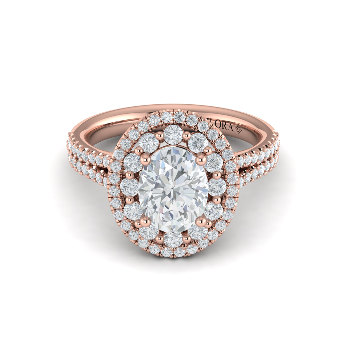 Vlora Halo, Split Shank Engagement Ring