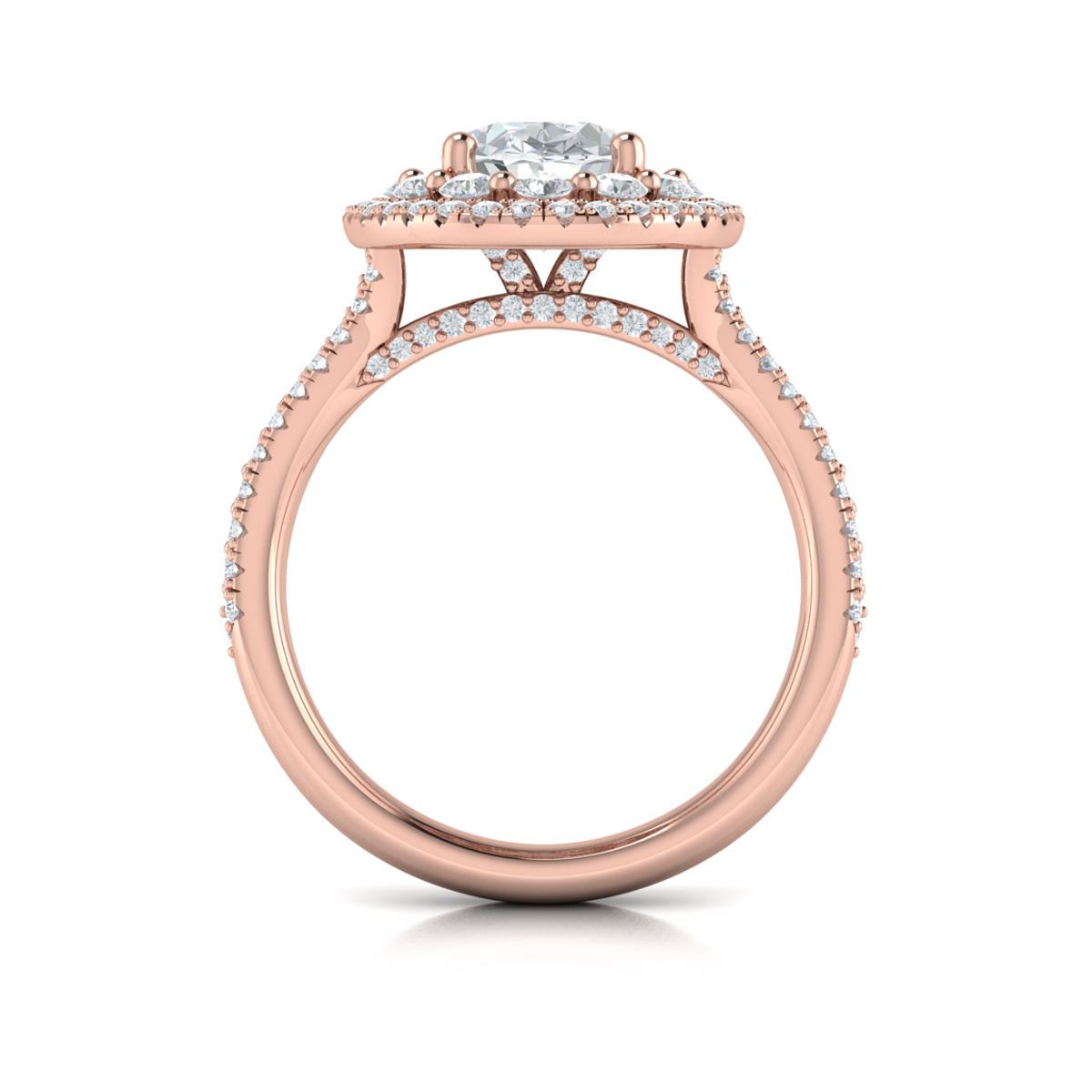 Vlora Halo, Split Shank Engagement Ring