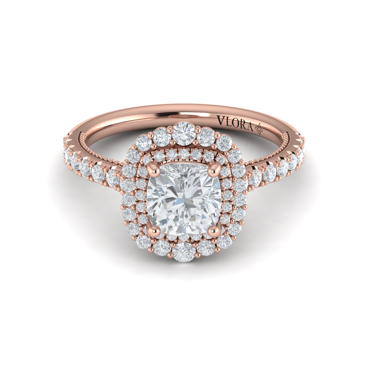 Vlora Halo, Modern Vintage Engagement Ring