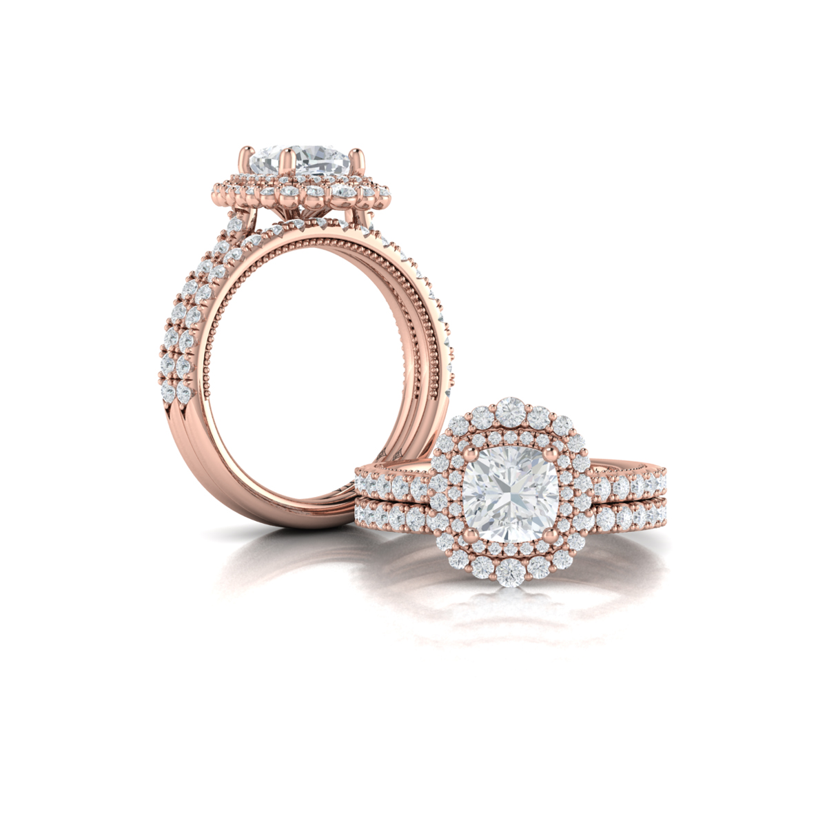 Vlora Halo, Modern Vintage Engagement Ring