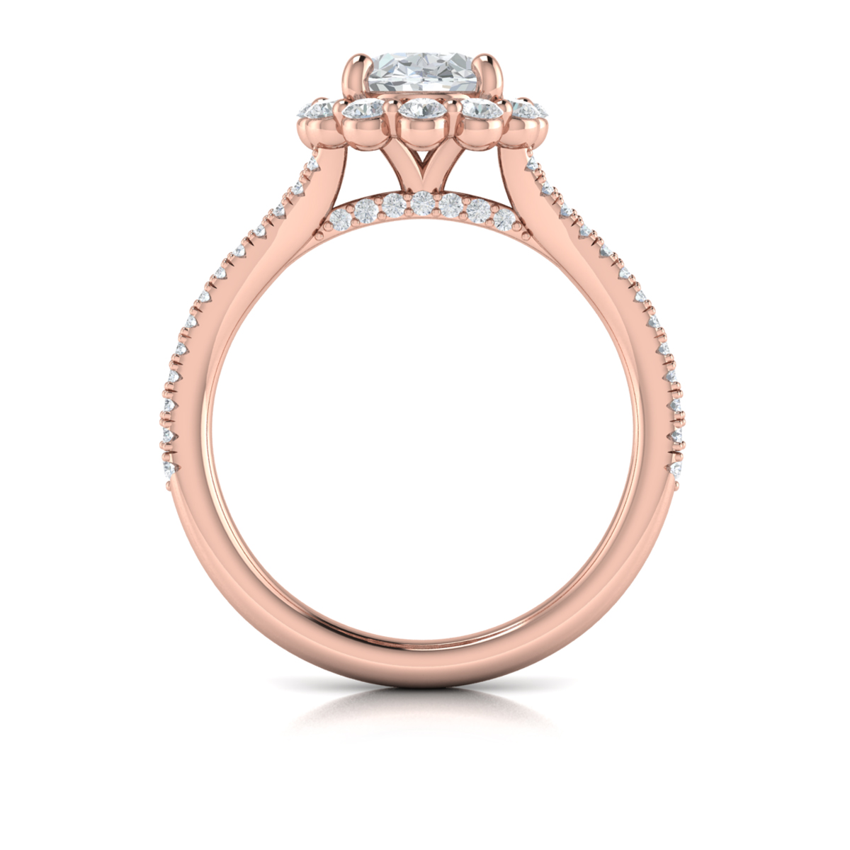 Vlora Halo, Split Shank Engagement Ring