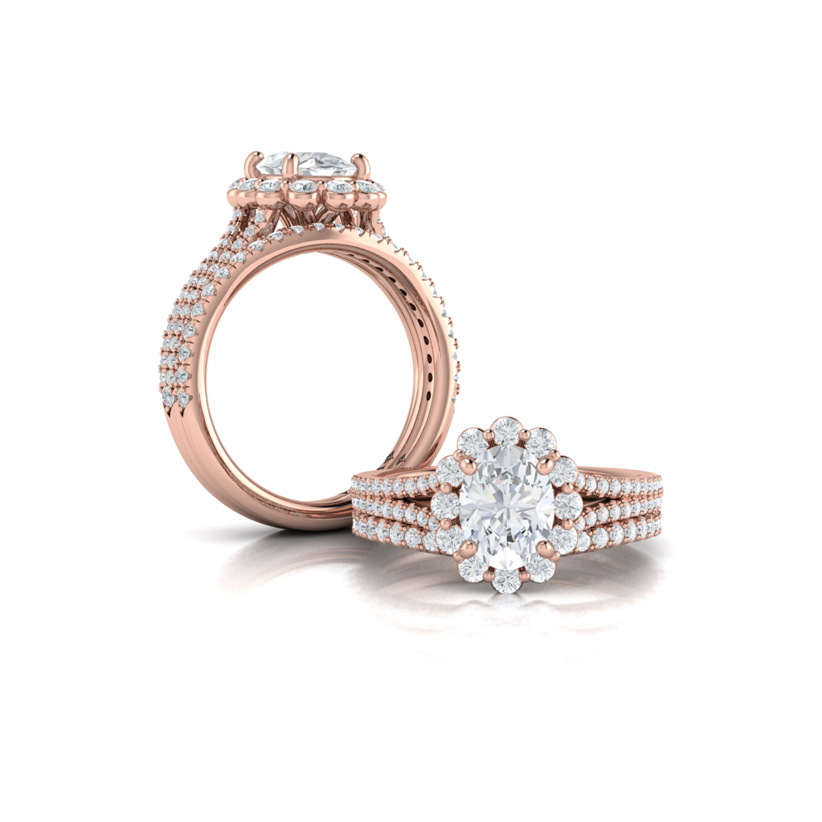 Vlora Halo, Split Shank Engagement Ring