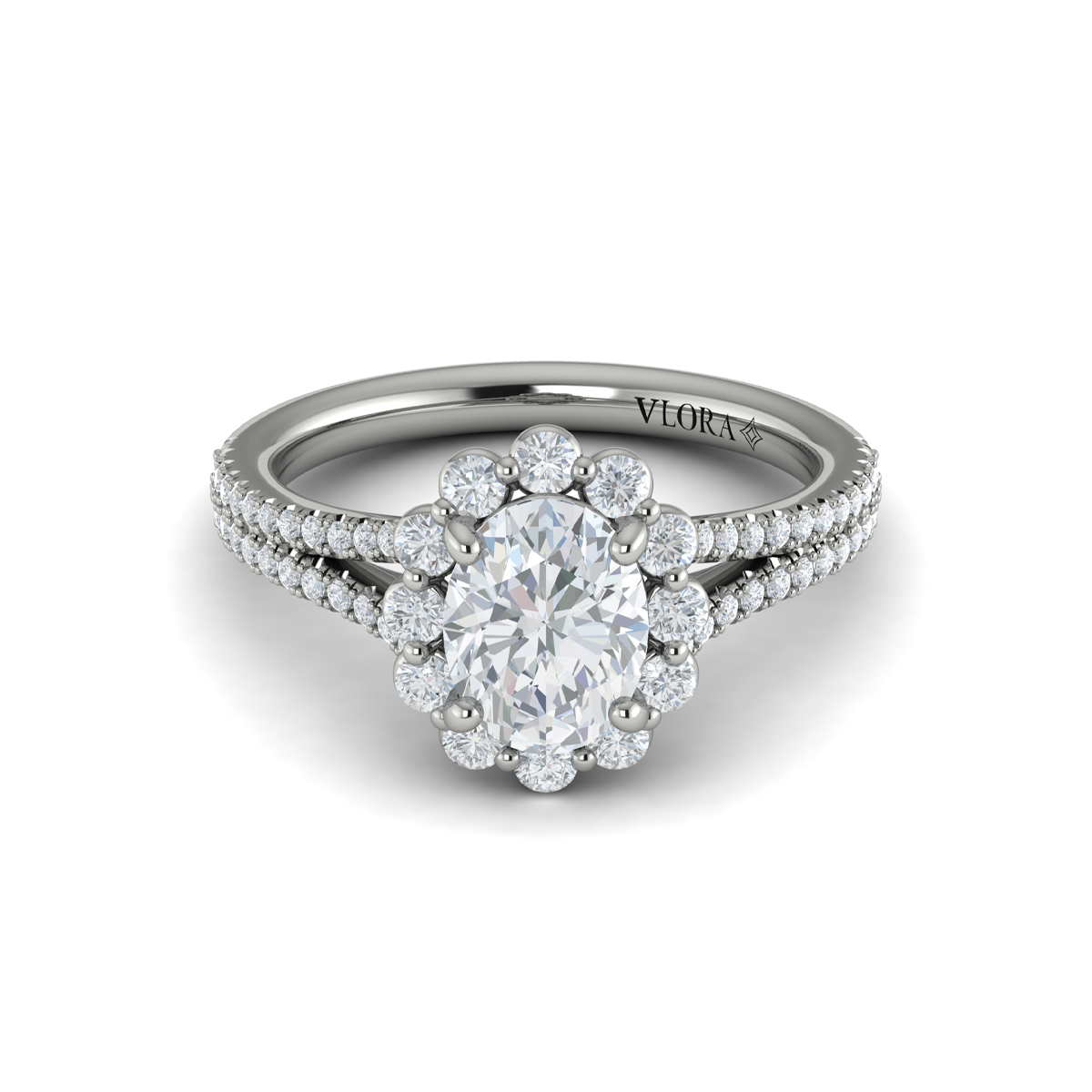 Corsage Halo Oval Engagement Ring