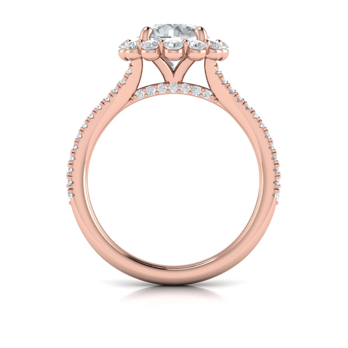 Vlora Halo, Split Shank Engagement Ring