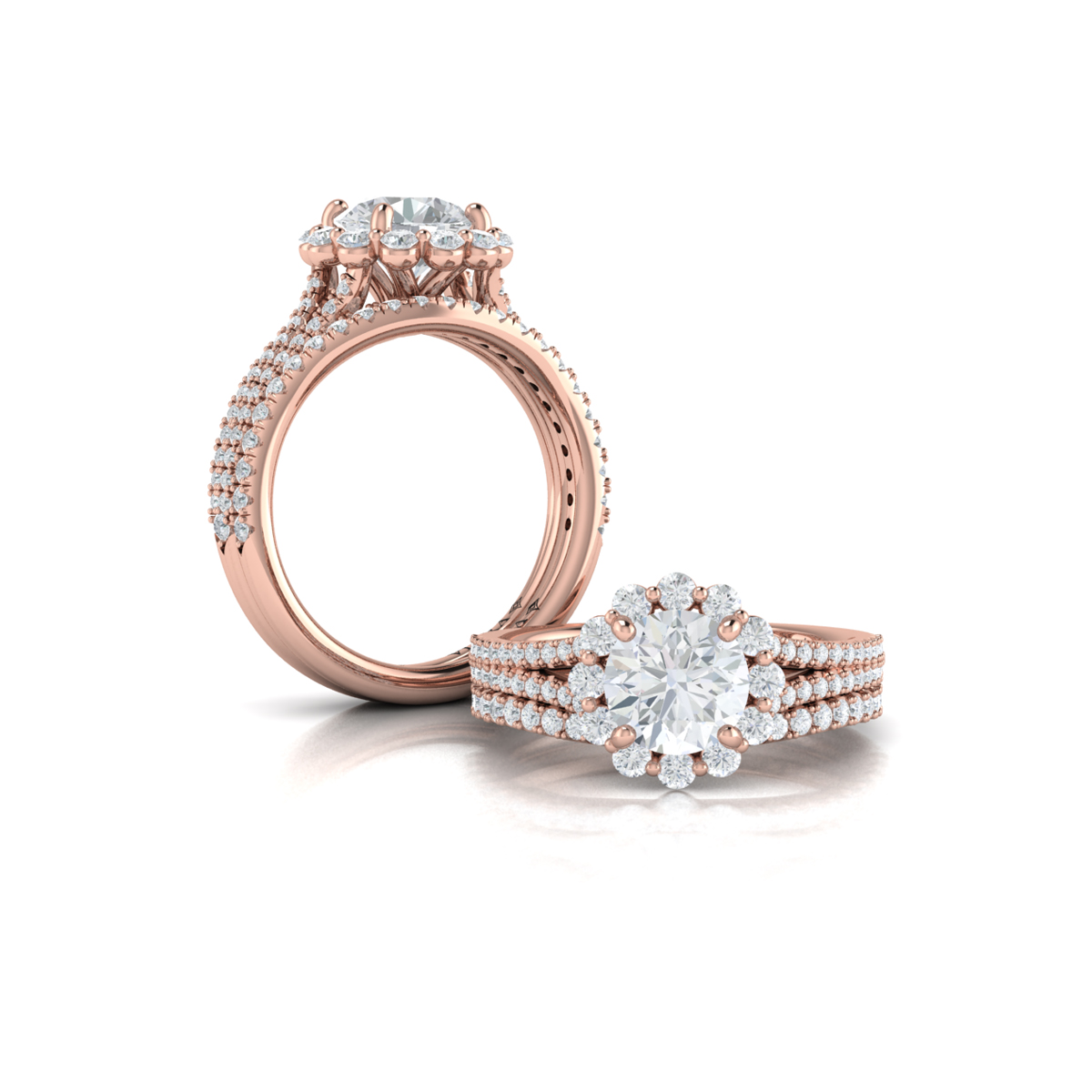 Vlora Halo, Split Shank Engagement Ring